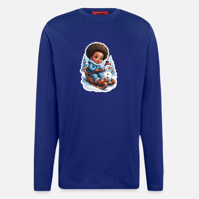 Winterspaß mit Schneemann und Schlitten - Langarmshirt - made by SPREAD - Iconic Blue