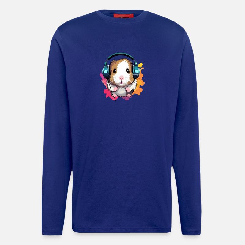 Hamster mit Kopfhörer Zwerghamster Goldhamster - Langarmshirt - made by SPREAD  - Iconic Blue