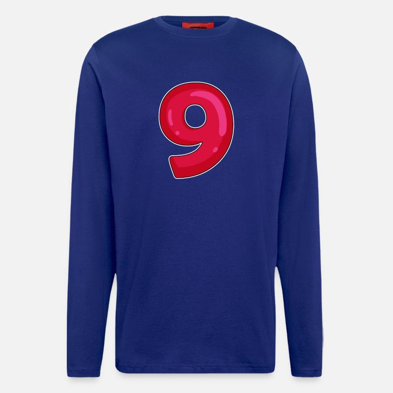 NEUN - 9 - Ziffer rot - Langarmshirt - made by SPREAD  - Iconic Blue