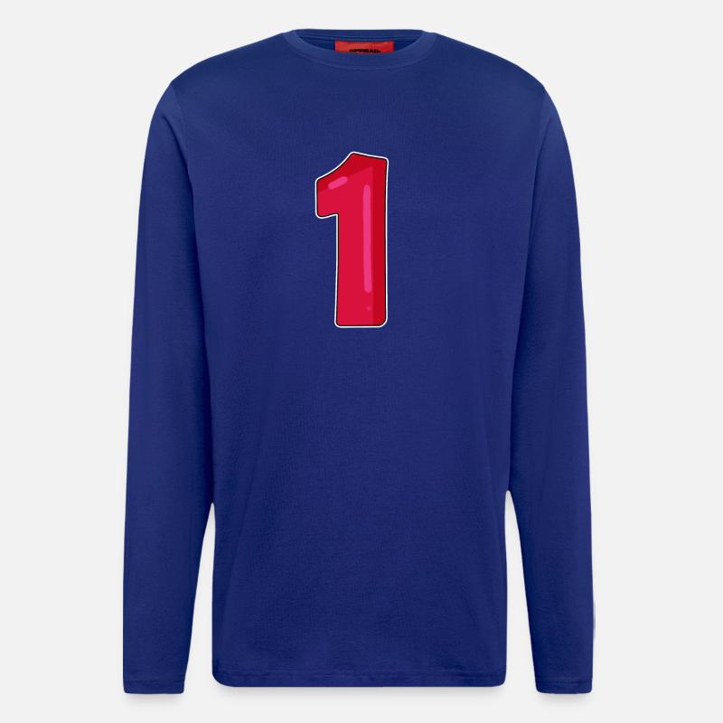 Number 1 Red Dark - Longsleeve - made by SPREAD  - Iconic Blue