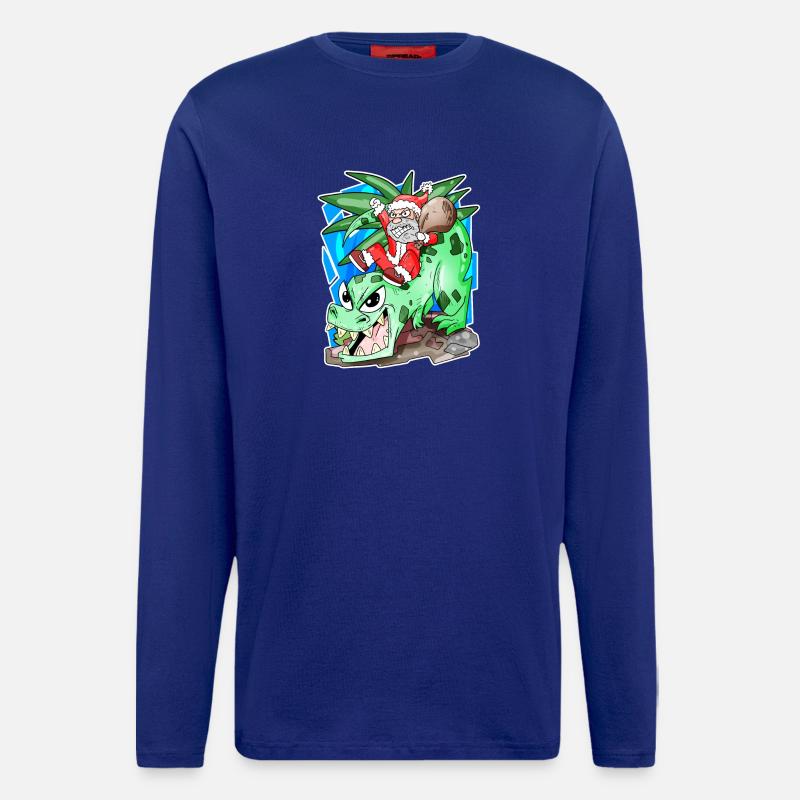 Weihnachtsmann auf Dino - Langarmshirt - made by SPREAD  - Iconic Blue