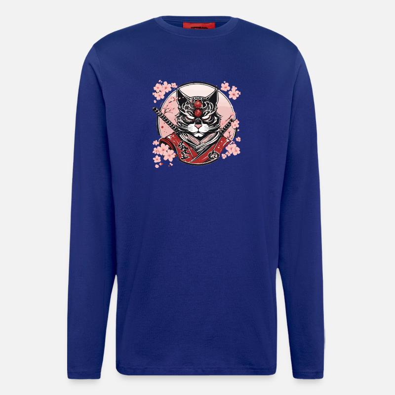 Dämonischer Kawaii Neko Samurai : Katzen-Samurai - Langarmshirt - made by SPREAD  - Iconic Blue