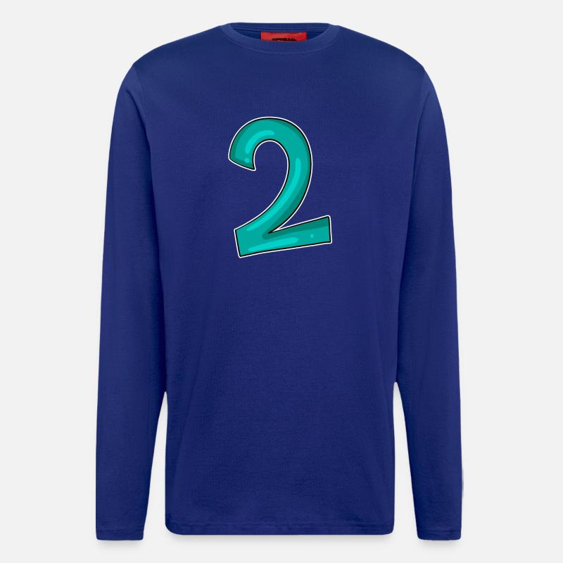2 - Zahl - Nummer Zwei - Langarmshirt - made by SPREAD  - Iconic Blue