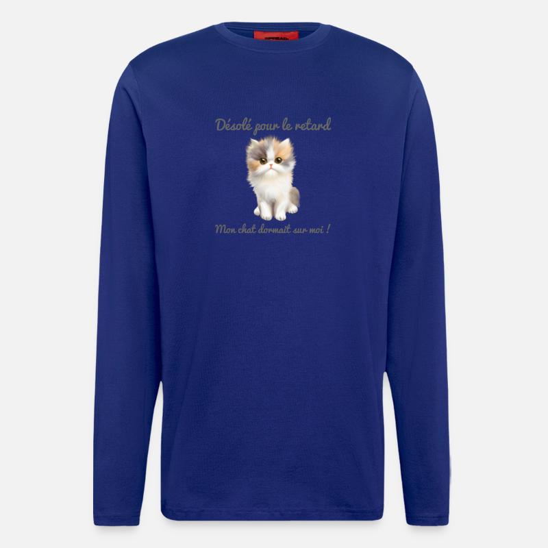 Mon chat dormait sur moi  - Manches longues bio décontracté fabriqué en UE - Iconic Blue