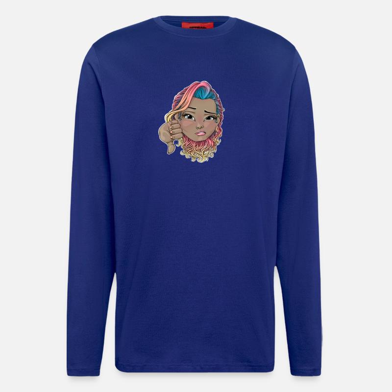 Multicoloured Hair with Disapproval Gesture - Longsleeve - made by SPREAD - Iconic Blue