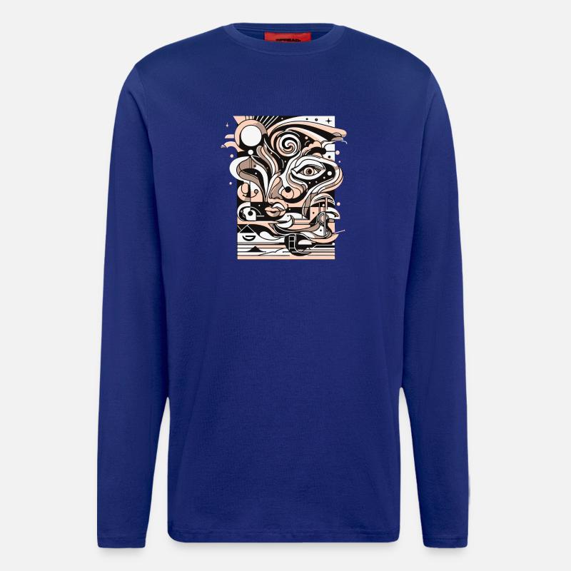 Surreal Line Face Pattern - Longsleeve - made by SPREAD  - Iconic Blue