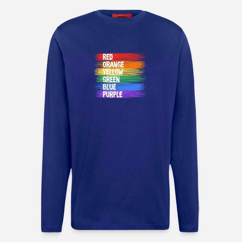 Regenbogenfarben Streifenkunst - Langarmshirt - made by SPREAD  - Iconic Blue