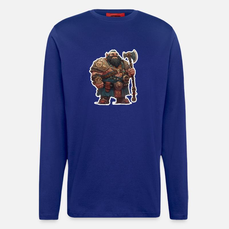 Dicker Zwergenkrieger mit großer Axt - Langarmshirt - made by SPREAD  - Iconic Blue