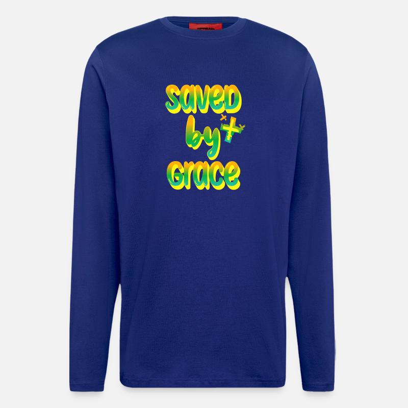 Lebensfrohe Botschaft im Regenbogen-Design - Langarmshirt - made by SPREAD  - Iconic Blue