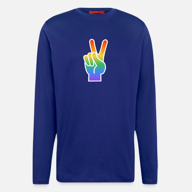 Regenbogen Peace Handzeichen - Langarmshirt - made by SPREAD  - Iconic Blue