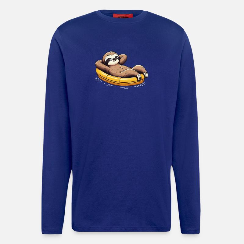 Faultier entspannt im Boot Urlaub - Langarmshirt - made by SPREAD  - Iconic Blue