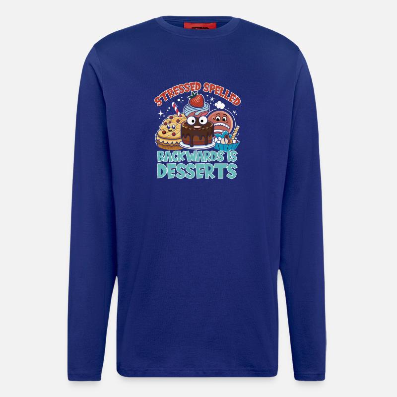 Stressed Spelled Backwards Desserts - Langarmshirt - made by SPREAD  - Iconic Blue