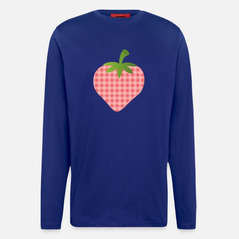 Strawberry with check pattern - personalizable - Longsleeve - made by SPREAD  - Iconic Blue