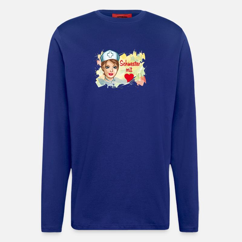 Schwester mit Herz Pflegehelden - Langarmshirt - made by SPREAD  - Iconic Blue