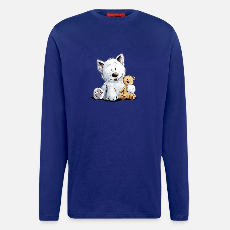 West Highland White Terrier Mit Kuscheltier - Langarmshirt - made by SPREAD  - Iconic Blue