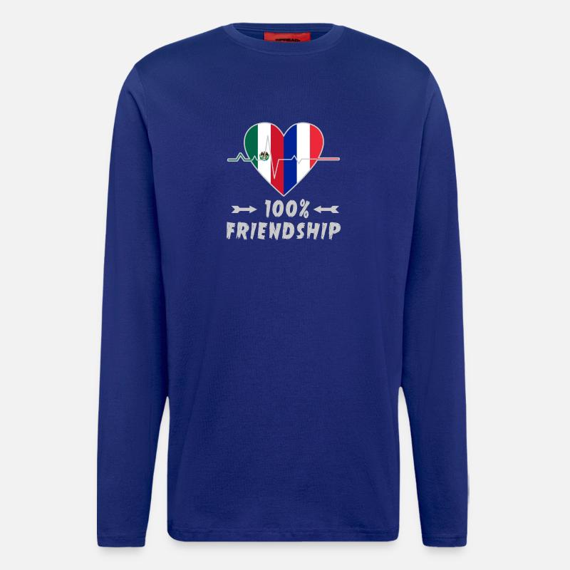 Mexiko und Frankreich 100% Freundschaft - Langarmshirt - made by SPREAD  - Iconic Blue