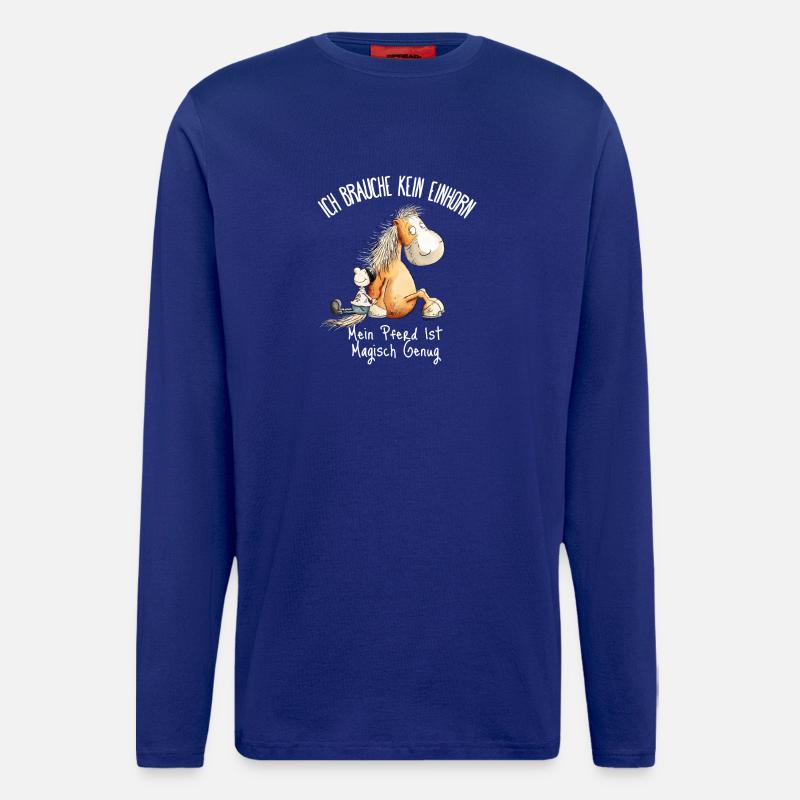 Pferd Einhorn Spruch Pferdefreunde - Langarmshirt - made by SPREAD  - Iconic Blue