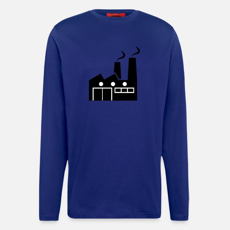 Abstrakte geometrische Linienkunst einer Fabrik - Langarmshirt - made by SPREAD  - Iconic Blue