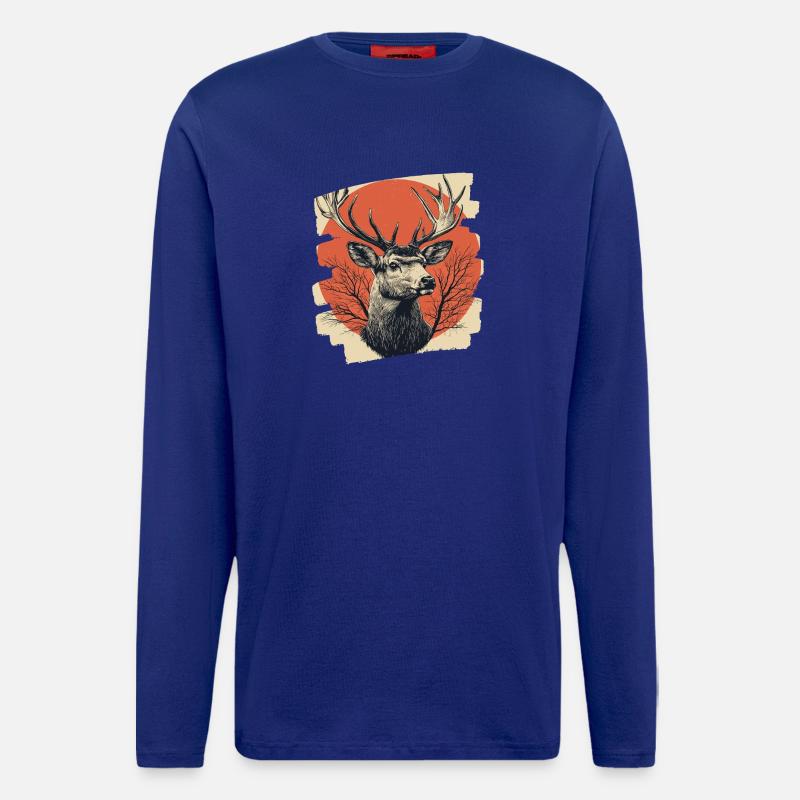 Hirsch mit Geweih - Langarmshirt - made by SPREAD  - Iconic Blue