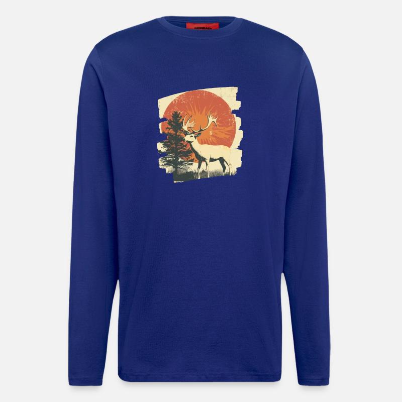 Hirsch mit Geweih - Langarmshirt - made by SPREAD  - Iconic Blue