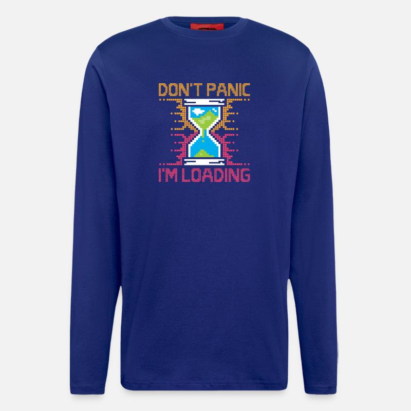Don't Panic – Pixel Loading Sanduhr - Langarmshirt - made by SPREAD  - Iconic Blue