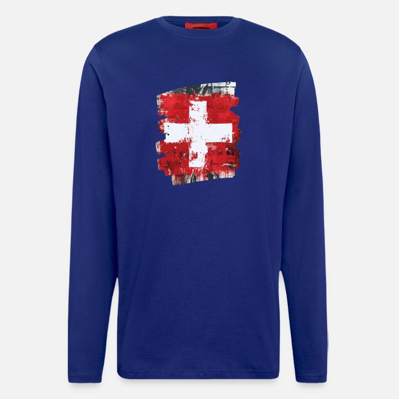 Schweizer Flagge Schweiz - Langarmshirt - made by SPREAD  - Iconic Blue