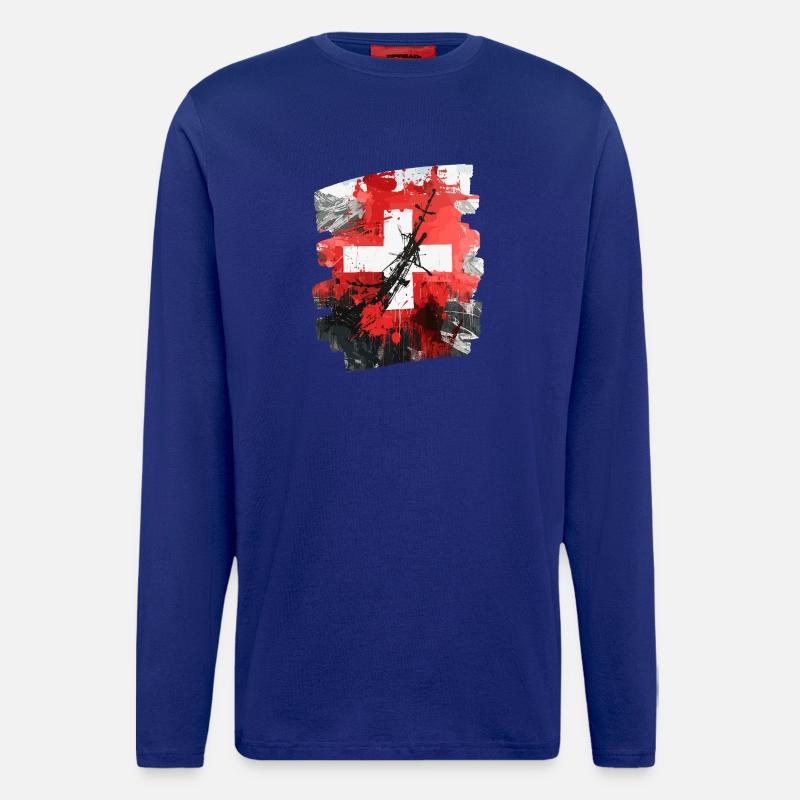 Schweizer Flagge Schweiz - Langarmshirt - made by SPREAD  - Iconic Blue