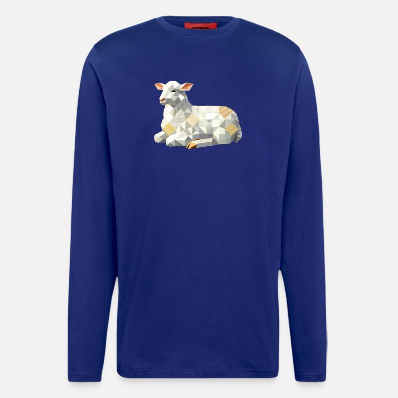 Geometrisches Lamm – modernes Ostersymbol - Langarmshirt - made by SPREAD  - Iconic Blue