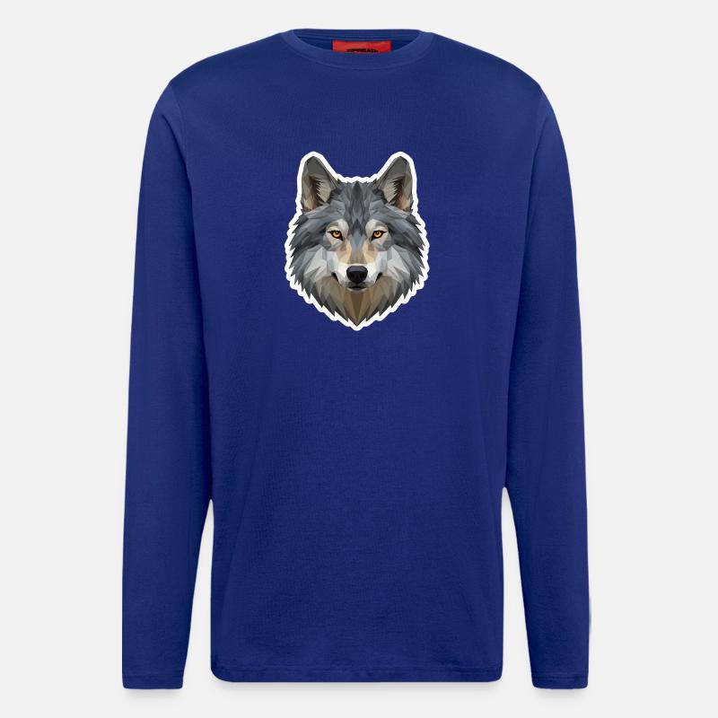 Geometrischer Wolf - Langarmshirt - made by SPREAD - Iconic Blue