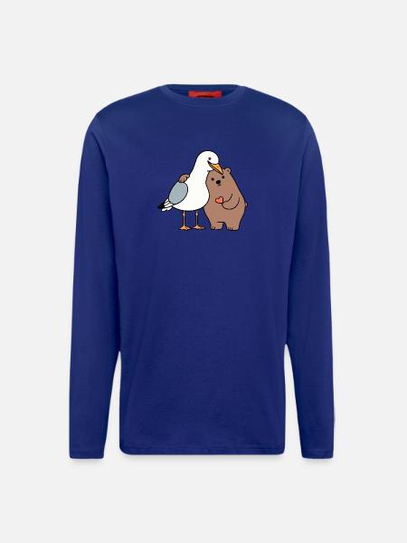 North Sea Seagull Brown Bear Friendship Love Lean - Longsleeve - made by SPREAD - Iconic Blue