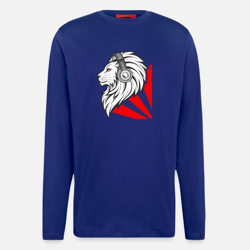 Stylischer Löwe mit Kopfhörern - Langarmshirt - made by SPREAD  - Iconic Blue