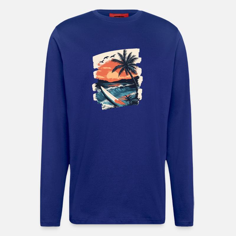 Beach Palm Trees Sunset Summer - Longsleeve - made by SPREAD - Iconic Blue