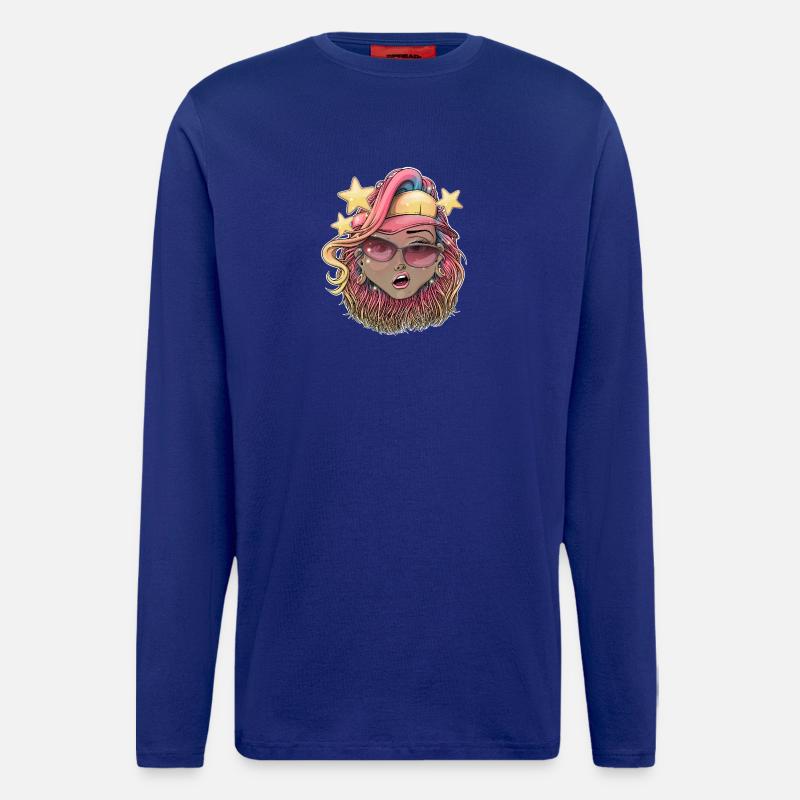 Vibrant Starry Beach Babe Illustration - Longsleeve - made by SPREAD  - Iconic Blue