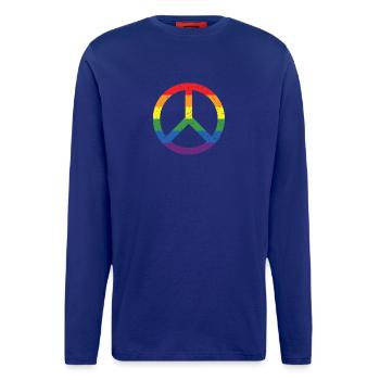 Regenbogen Friedenssymbol Pride Flagge LGBTQ+ Grunge - Langarmshirt - made by SPREAD  - Iconic Blue - Vorne