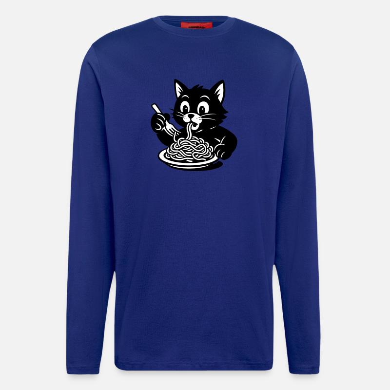 Cat Eats Spaghetti Meme - Longsleeve - made by SPREAD  - Iconic Blue