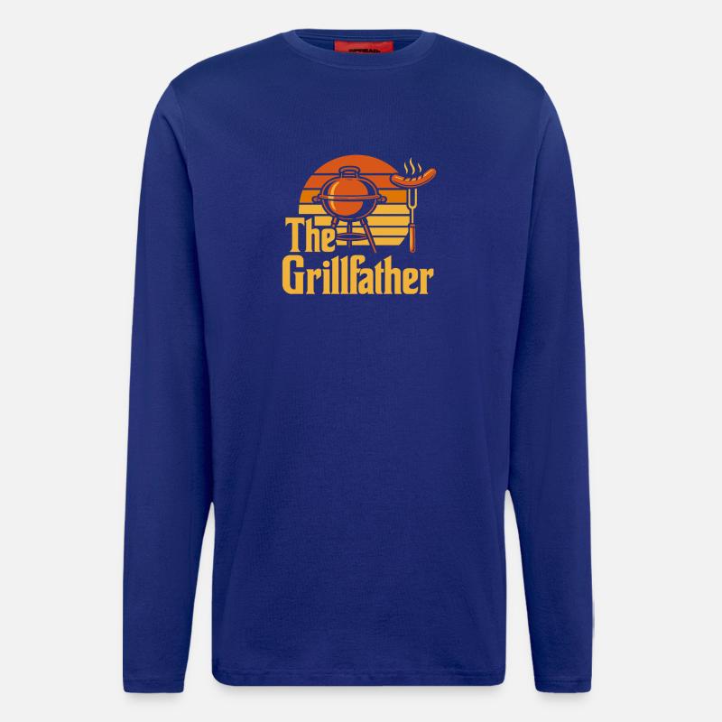 The Grillfather – BBQ Feuer & Fleisch - Langarmshirt - made by SPREAD  - Iconic Blue