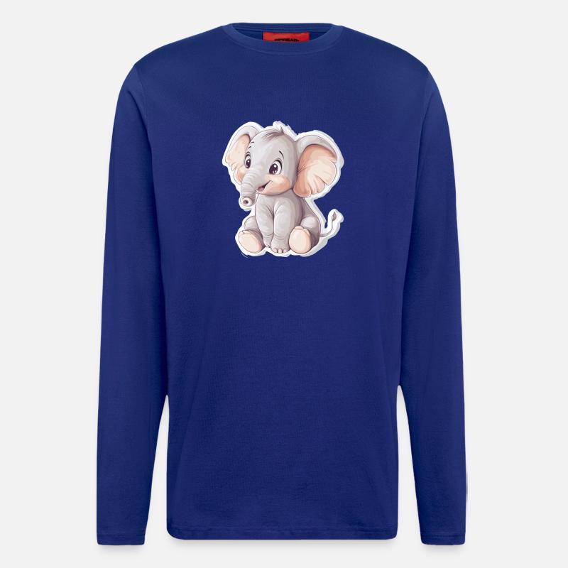 Éléphant - Manches longues bio décontracté fabriqué en UE - Iconic Blue