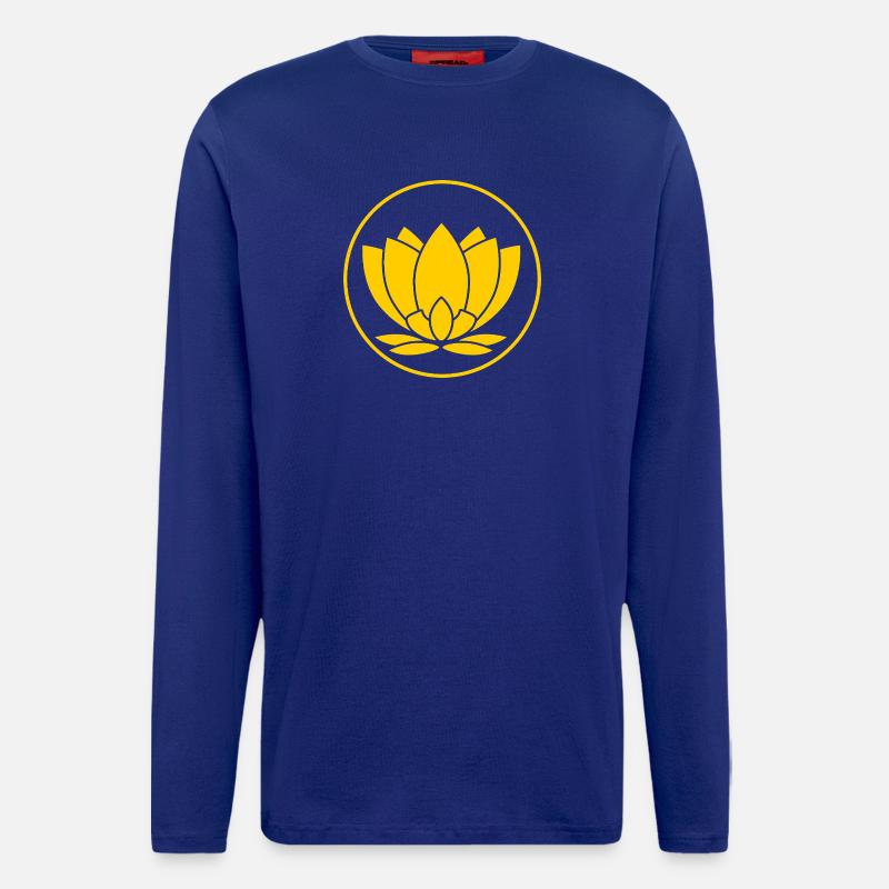 Illustration de fleur de lotus jaune - Manches longues bio décontracté fabriqué en UE - Iconic Blue