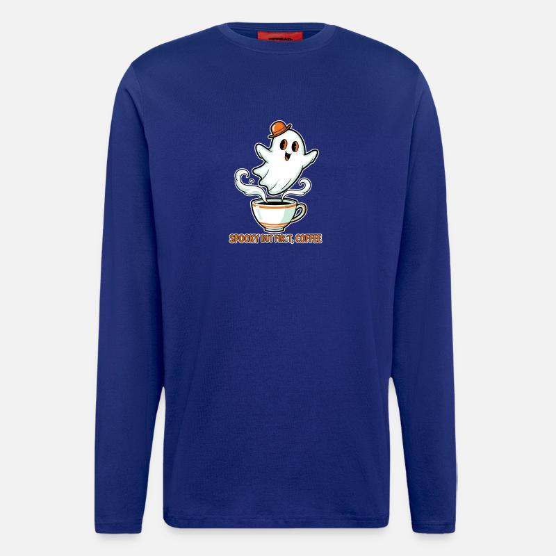 Spooky Ghost with Coffee - Longsleeve - made by SPREAD - Iconic Blue