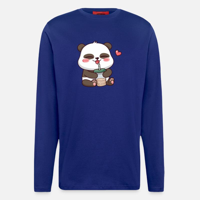 Entzückender Panda trinkt Bubble Tea - Langarmshirt - made by SPREAD  - Iconic Blue