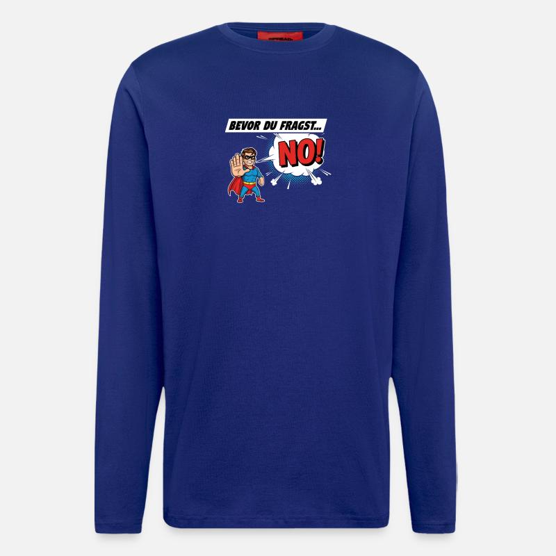 Superheldischer Warnhinweis Comic Design - Langarmshirt - made by SPREAD  - Iconic Blue
