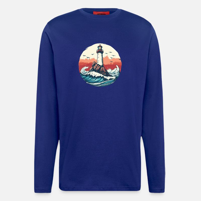 Leuchtturm auf rauer See - Langarmshirt - made by SPREAD  - Iconic Blue