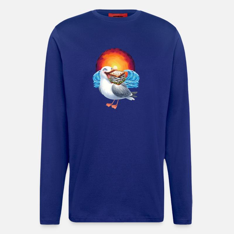 maritim Möwe Möwen Sandwich - Langarmshirt - made by SPREAD - Iconic Blue