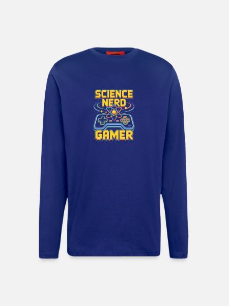 Science Nerd Gamer Atom Controller Wissenschaft - Manches longues bio décontracté fabriqué en UE - Iconic Blue