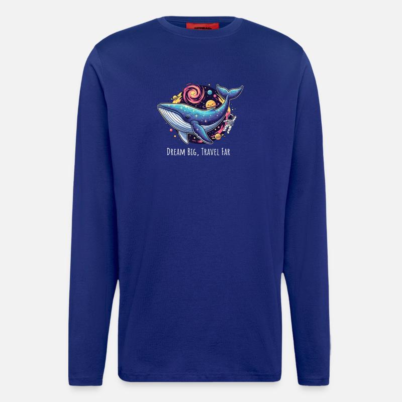 Cosmic Whale Abenteuer Illustration - Langarmshirt - made by SPREAD - Iconic Blue