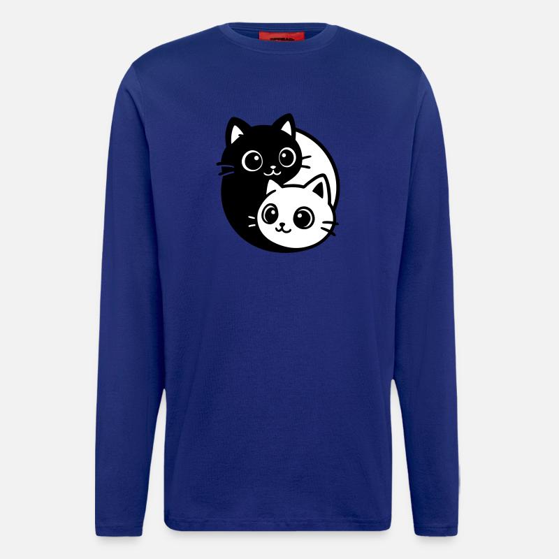 Portrait de chat Ying Yang - Manches longues bio décontracté fabriqué en UE - Iconic Blue