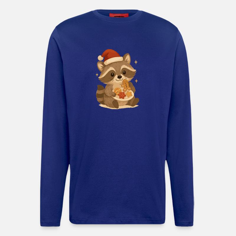 Weihnachts Waschbär mit Plätzchen - Langarmshirt - made by SPREAD  - Iconic Blue