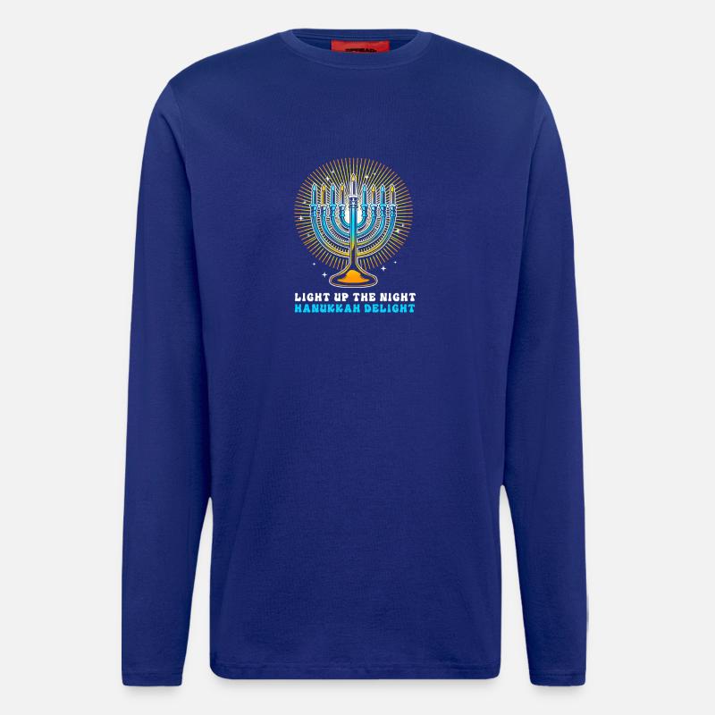 Hanoukka Hanoukka Hanoukka - Manches longues bio décontracté fabriqué en UE - Iconic Blue