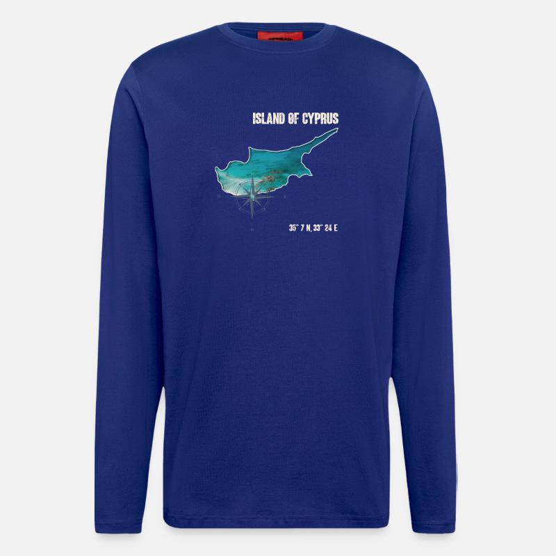 Zypern Umriss Kompassdesign - Langarmshirt - made by SPREAD  - Iconic Blue