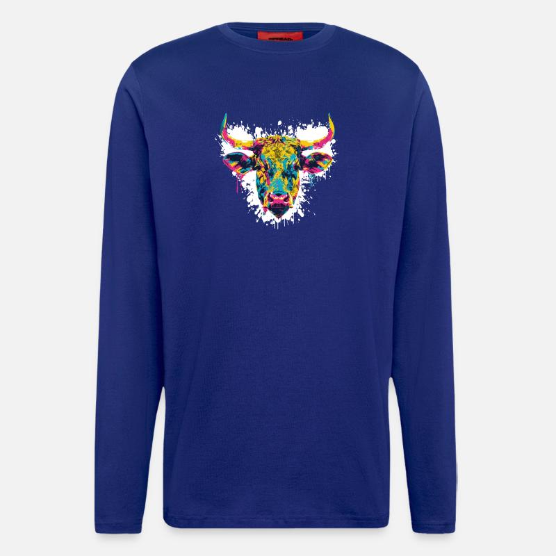 Kuhkopf Rind Farbklecks - Langarmshirt - made by SPREAD  - Iconic Blue